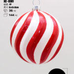 Pendente decorativo natalizio a forma di mongolfiera con strisce verticali rosse e bianche design spirale dimensioni 8cm