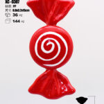 Pendente decorativo natalizio a forma di caramella rossa con cerchio bianco spirale bianchi dimensione 15cm