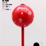 Pendente decorativo natalizio a forma di lecca-lecca rosso con spirali bianchi dimensioni 12cm