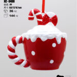 Pendente decorativo natalizio a forma di tazza rossa con panna dimensione 10cm