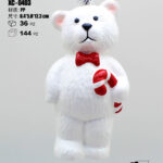 Pendente decorativo natalizio a forma di orso polare con papillon rosso dimensione 12cm