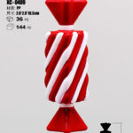Pendente decorativo natalizio a forma di caramella candy con design bianco dimensione 10cm