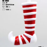 Pendente decorativo natalizio a forma calza rossa e bianca dimensioni 13cm