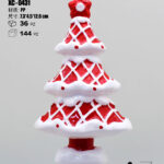 Pendente decorativo natalizio a forma alberello rosso e bianco dimensioni 13cm
