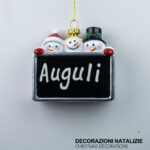 Pendente decorativo natalizio a forma di pupazzi di neve con scritta auguri dimensione: 8cm