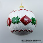 Pendente decorativo natalizio a forma di palla bianca dimensioni 10cm