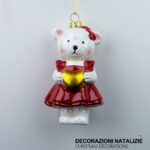 Pendente decorativo natalizio a forma di orsetto bianco dimensioni 11cm