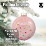 Pallina di Natale rosa in vetro da 8cm decorazione albero con glitter