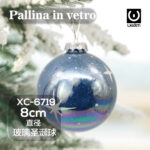 Pallina di Natale blu brillante in vetro da 8cm decorazione iridescente