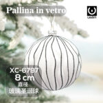 Pallina di Natale in vetro decorativa a forma di sera bianca e nera dimensioni 8cm