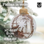 Pallina di Natale in vetro trasparente da 8cm con decorazioni Natalizie