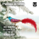 Pallina di Natale in vetro decorativa a forma di uccellino dimensione: 15x3,8x5,5cm