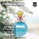 Pallina di Natale in vetro decorativa a forma sfera blu dimensioni: 7x7x11,8cm