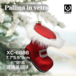 Pallina di Natale in vetro decorativa a forma di stivale rosso Babbo Natale dimensioni: 7,7x5,5x9cm