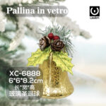 Pallina di Natale in vetro decorativa a forma di campanella dorata dimensioni: 6x6x8,2cm