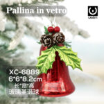 Pallina di Natale in vetro decorativa a forma di campanella rossa dimensioni: 6x6x8,2cm