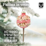 Pallina di Natale in vetro decorativa a forma di lecca-lecca dimensioni: 5x5x12,5cm
