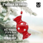 Pallina di Natale in vetro decorativa a forma di caramella rossa con pois bianchi dimensioni: 3x3x5,3cm