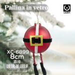 Pallina di Natale in vetro decorativa a forma vestito di babbo natale dimensioni 8cm