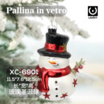Pallina di Natale in vetro decorativa a forma pupazzo di neve dimensioni 11,5x7,6x12,5cmcm