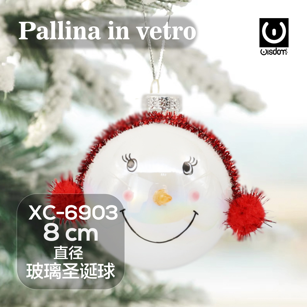 XC-6903 Pallina di Natale in vetro decorativa a forma bimba dimensioni 8cm - immagine 1