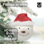 Pallina di Natale in vetro decorativa a forma pupazzo di neve dimensioni 8cm