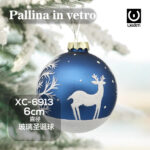 Pallina di Natale con sfondo blu in vetro da 6 cm decorazione con cervo glitterato