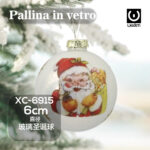 Pallina di Natale bianca in vetro da 6 cm decorazione con babbo natale