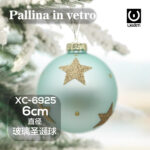 Pallina di Natale con sfondo color menta in vetro da 6 cm decorazione con stelle natalizie dorate glitterate