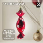 Pallina di natale in plastica fatta a mano a forma di caramella piatta dimensioni: 4,5x12cm