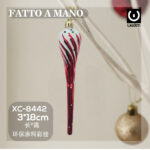 Pallina di natale in plastica fatta a mano a forma di puntale bastoncino di zucchero dimensioni: 3x18cm