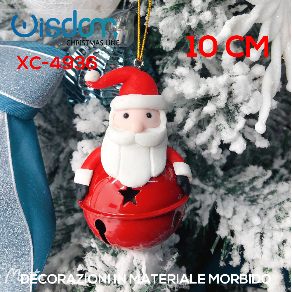 XC-4936 Pendente decorativo Natalizio a forma di babbo natale in materiale morbido dimensione:10cm - immagine 1
