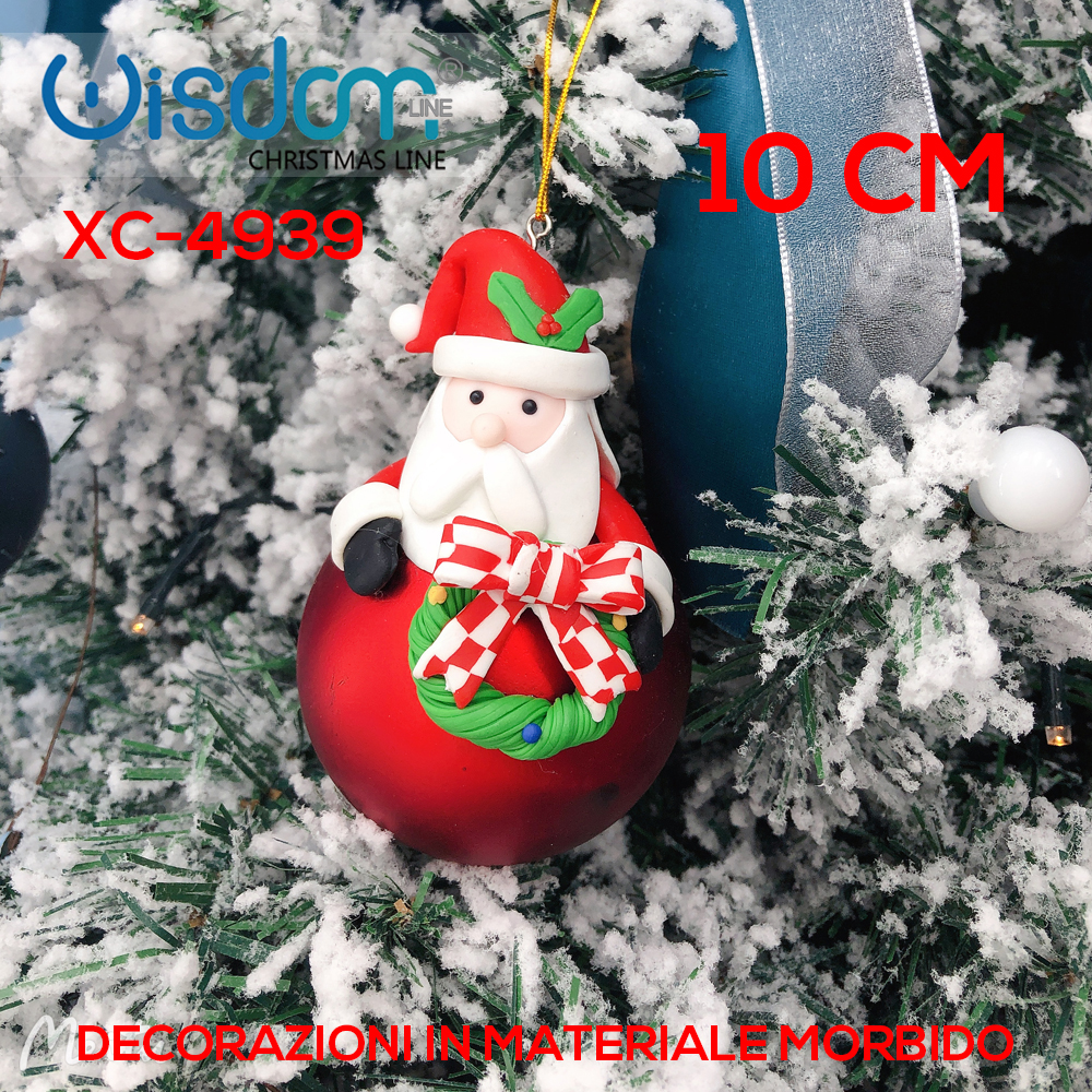 XC-4939 Pendente decorativo Natalizio a forma di babbo natale in materiale morbido dimensione:10cm - immagine 1