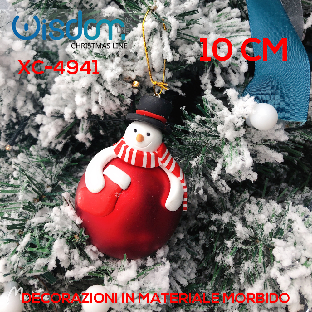 XC-4941 Pendente decorativo Natalizio a forma di pupazzo di neve in materiale morbido dimensione:10cm - immagine 1