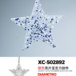 Pendente decorativo Natalizio a forma di stella glitterata blu ghiaccio ideale per addobbi diametro 12,5cm