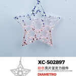 Pendente decorativo Natalizio a forma di stella glitterata 3D con sfumature rosa ideale per addobbi diametro 12,5cm