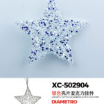 Pendente decorativo Natalizio a forma di stella glitterata blu ghiaccio e pois bianchi ideale per addobbi diametro 12,5cm