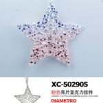 Pendente decorativo Natalizio a forma di stella glitterata blu ghiaccio e rosa ideale per addobbi diametro 12,5cm