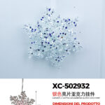 Pendente decorativo Natalizio a forma di fiocco di neve blu ghiaccio ideale per addobbi dimensioni 12x12cm