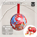 Pendente decorativo Natalizio a forma di palla colorata con tema babbo natale e renna dimensione:8cm